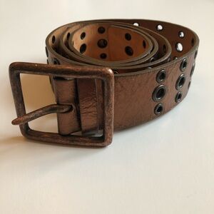 Copper Metallic Riveted Genuine Leather Belt | Medium 39 | Unisex